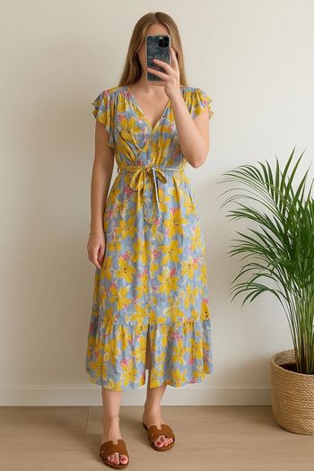 Robe longue fleurie ceinturée Grace & Mila taille S