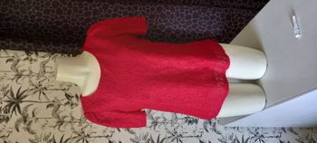 Haut rouge dentelle Camaïeu