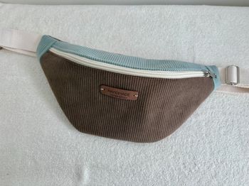 Sac banane couleur Vert d'eau et Chocolat Velours Côtelé