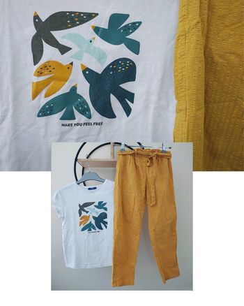 7 8 ans ensemble été Okaïdi teeshirt 8 ans et pantalon 7 ans 