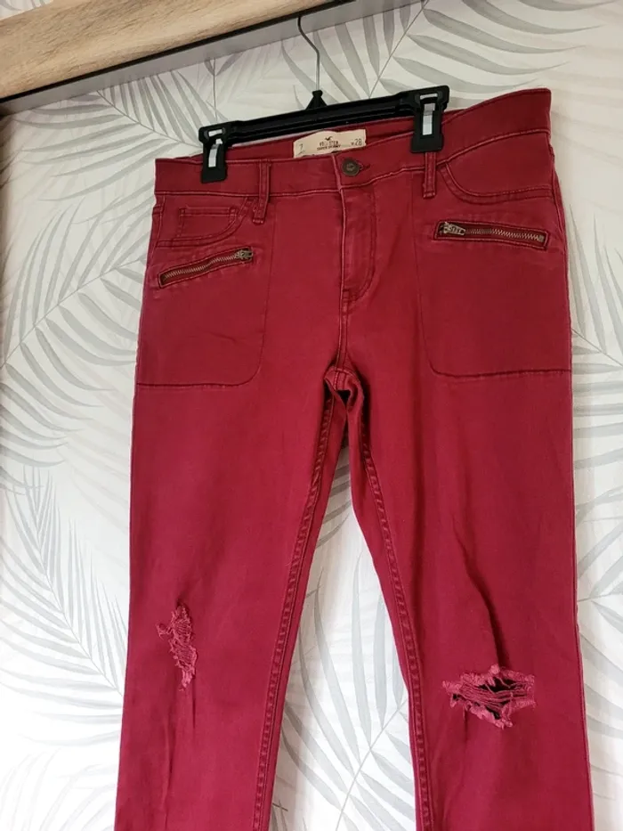 Pantalon hollister femme taille W28 , 38 bordeaux - photo numéro 3