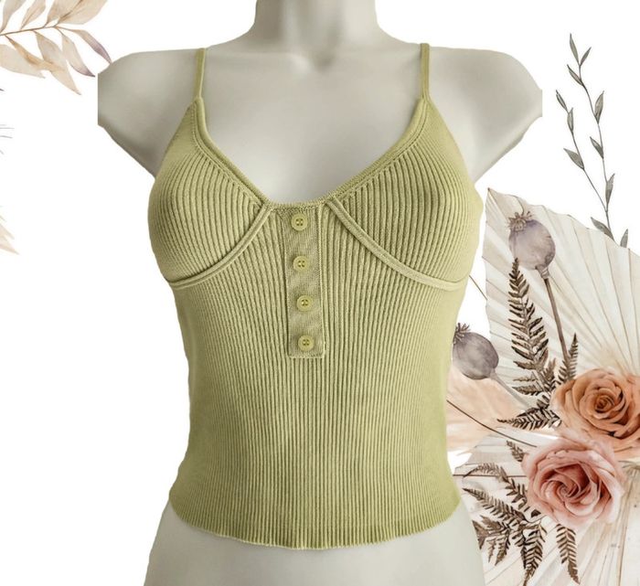 Débardeur court vert clair Zara S