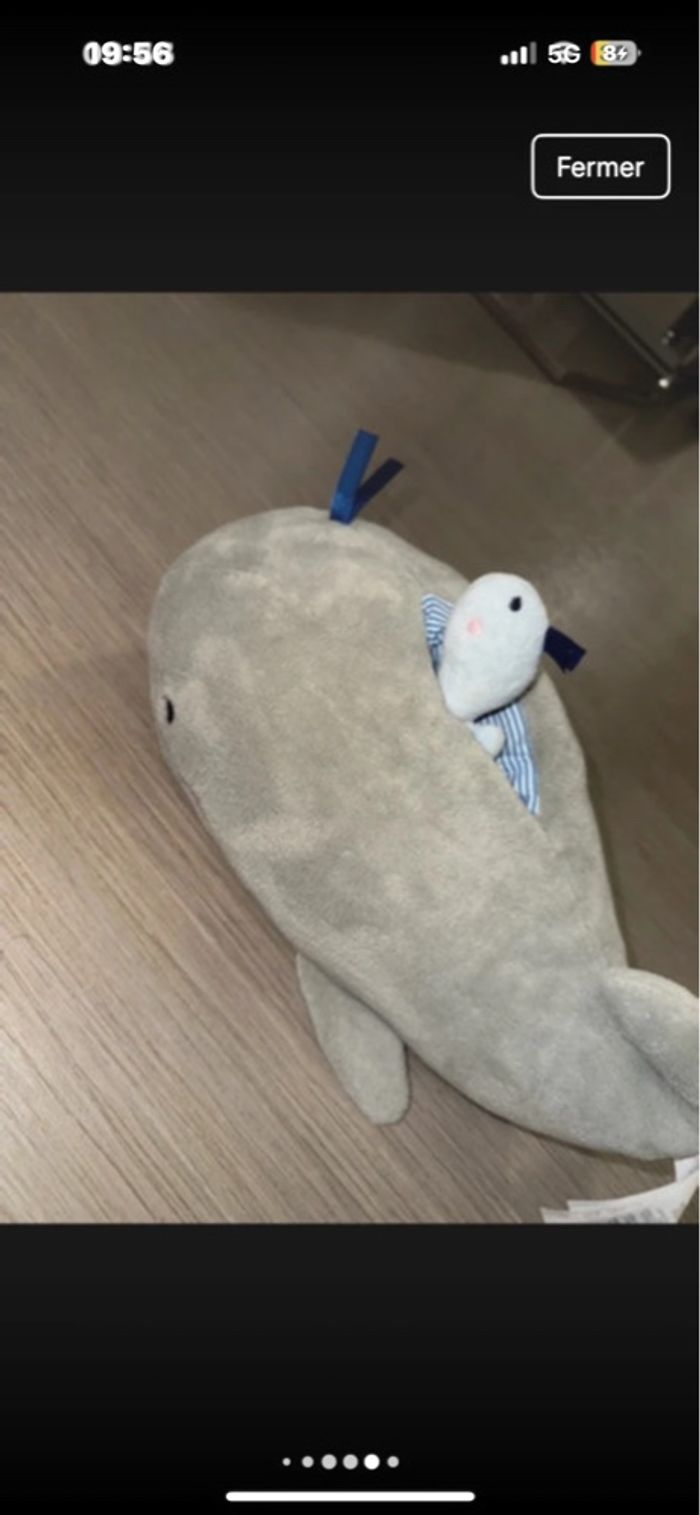 Peluche baleine et son bébé baleine jacadi peu servie - photo numéro 4