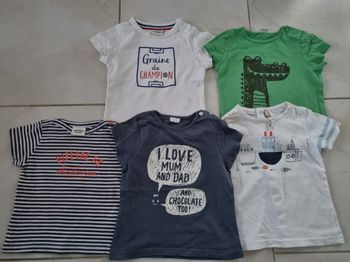 Lot 5 tee-shirts 9 mois 