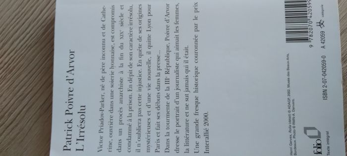Livre "L'Irrésolu" de patrick Poivre d'Arvor - photo numéro 2