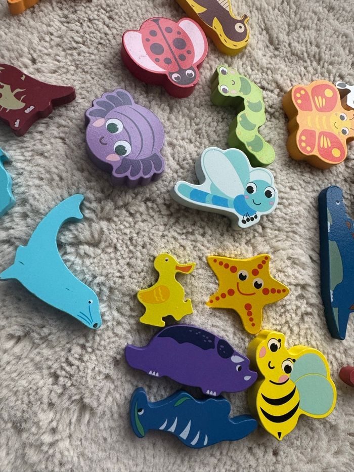🧸 lot de 20 jouets en bois animaux + dinosaures - bon état - photo numéro 6