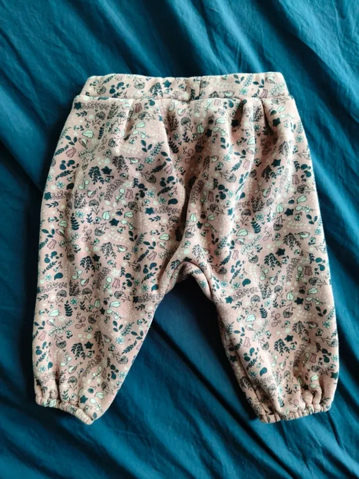 Pantalon chaud fille TAO rose fleurs 68 cm - photo numéro 4