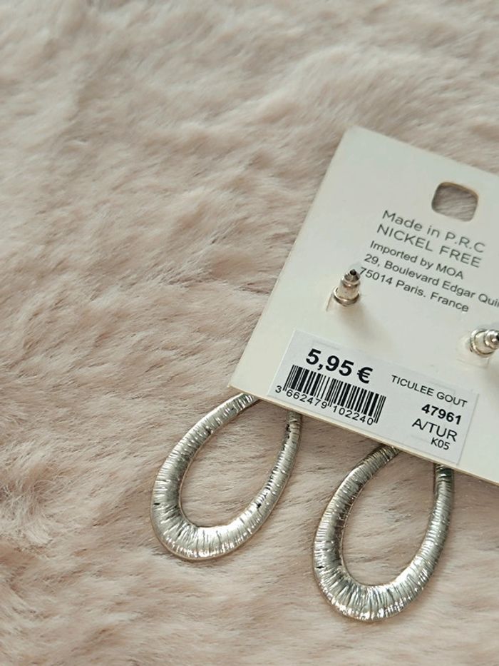 Boucle d'oreille Goutte-Inspiration Bohème Chic Argenté Bleu 🩵 - photo numéro 3
