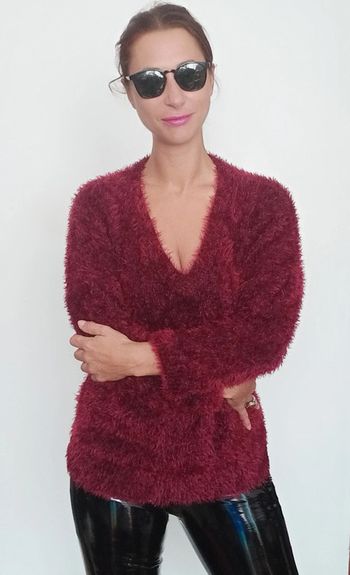 Pull poilu chaud décolleté en V taille unique