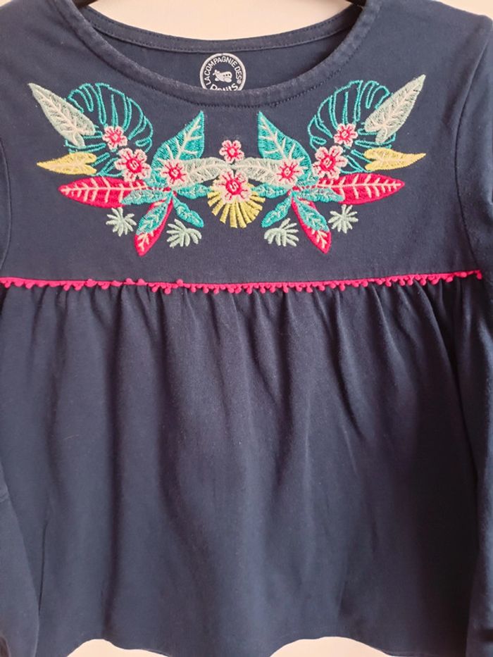 Haut manches longues LCDP fille bleu marine fleuri en 5 ans - photo numéro 2