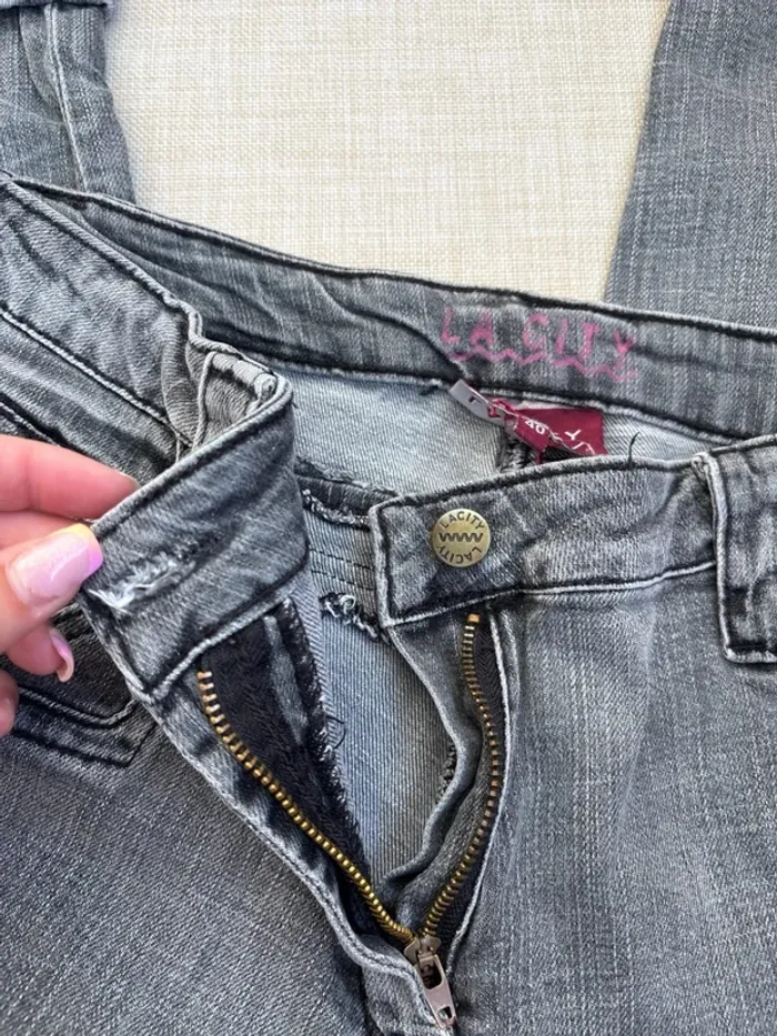 Pantacourt en jean gris avec ourlet - La city taille 40 - photo numéro 4