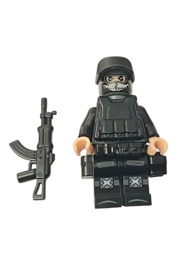 Figurine Style LEGO Militaire Type Ghost COD - Tenue Tactique Noire