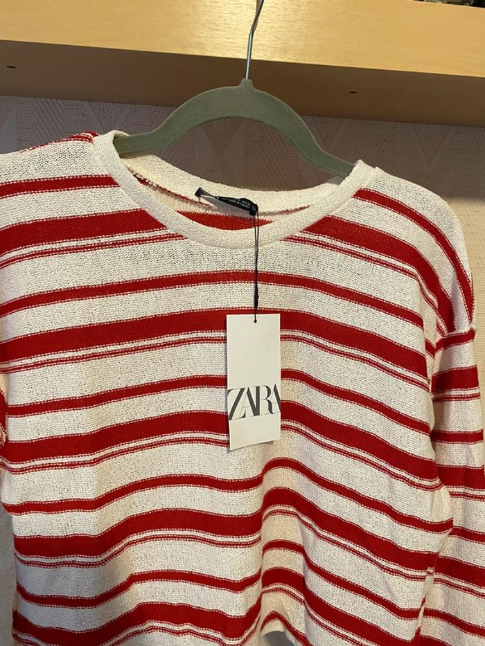 Superbe beau pull brut en maille fine à rayures Zara neuf avec étiquette taille S - photo numéro 3