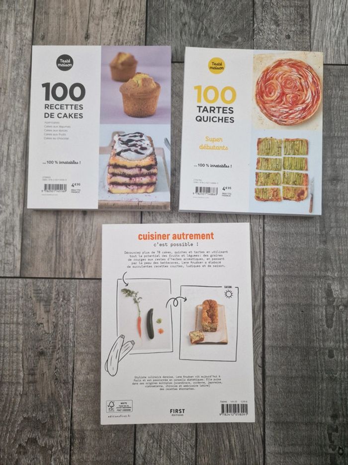 Lot de 3 livres cuisine quiches tartes cakes - photo numéro 2