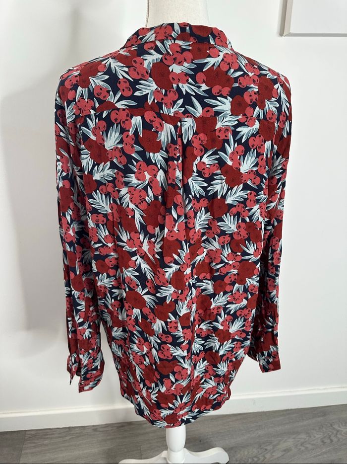 Chemisier à fleurs rose rouge bordeaux Des Petits Hauts T42 XL - photo numéro 5