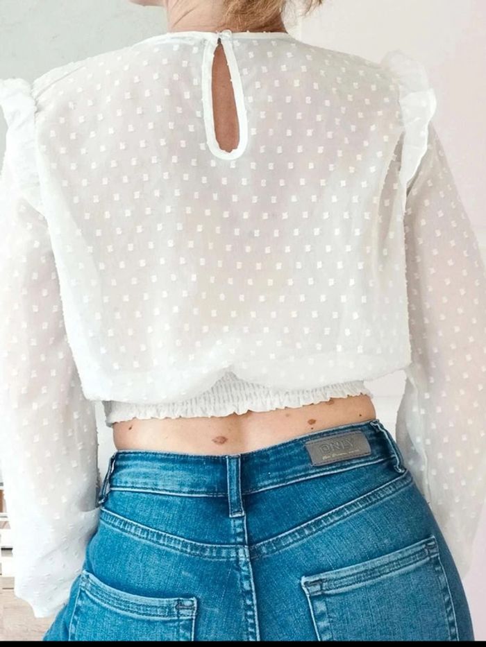 Blouse  courte  écrue  pois et  smock  -  Jennyfer  -  S  -  Parfait  état - photo numéro 2