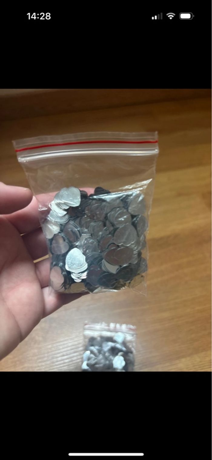 Lot de 2 sachets cœur argenté neuf