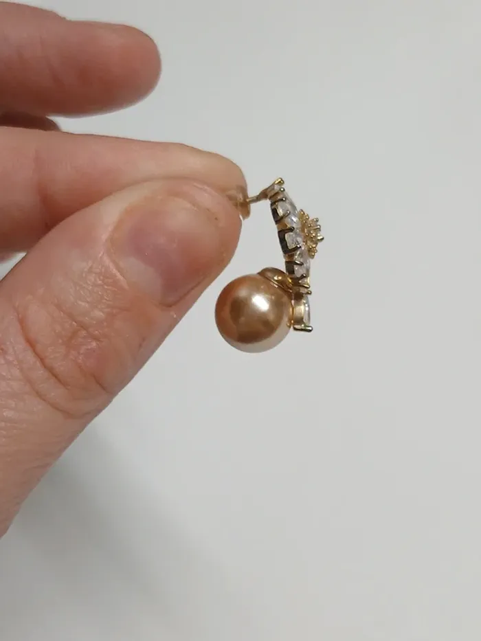 Boucle d oreille Perle et strass - photo numéro 5