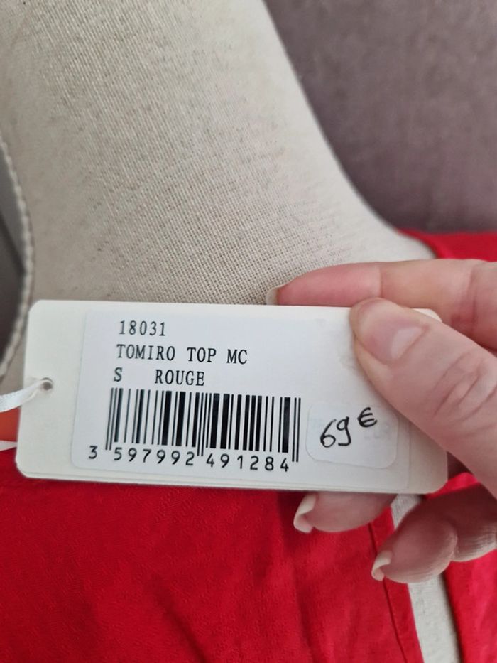 Blouse rouge Sud Express taille S neuve avec étiquette - photo numéro 3