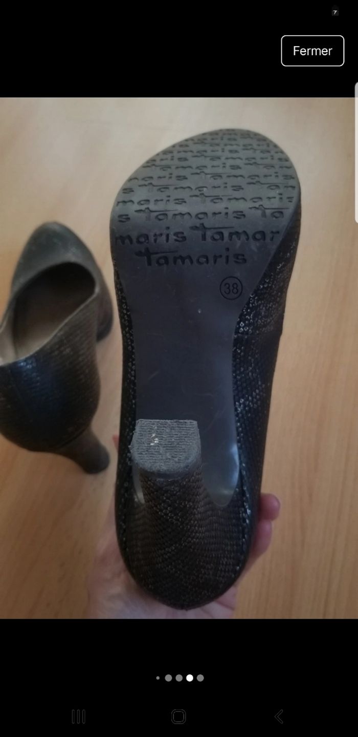 Escarpins Tamaris noir et argenté - photo numéro 5
