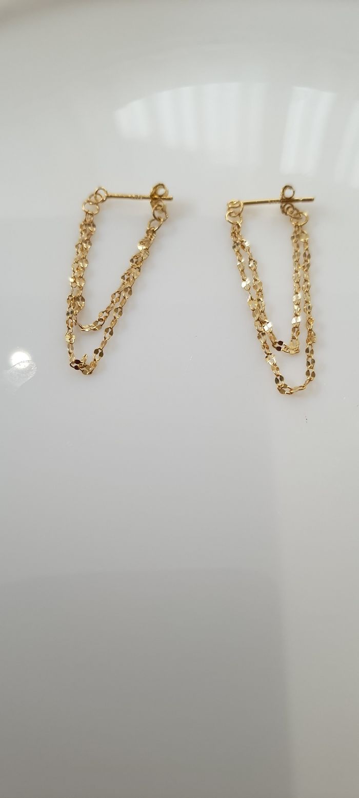 Boucles d'oreilles chaînette en argent - couleur doré - photo numéro 4