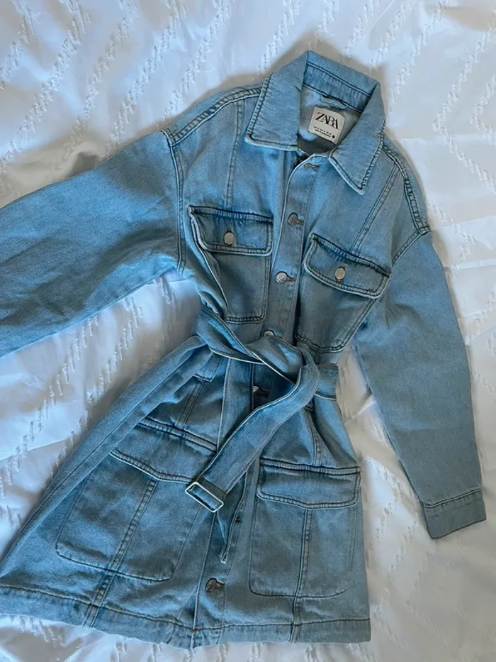 Robe en jean Denim Zara avec ceinture taille XS - photo numéro 3