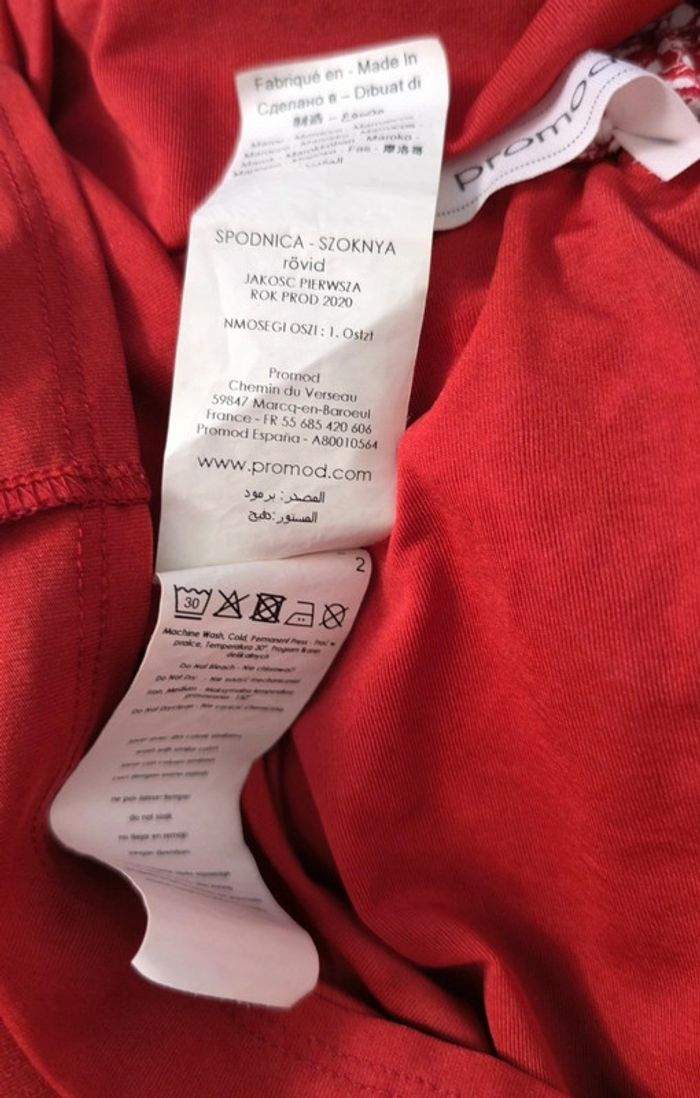 Jupe fleurie fluide doublée Promod Rouge Foncé - Taille 44 - photo numéro 8