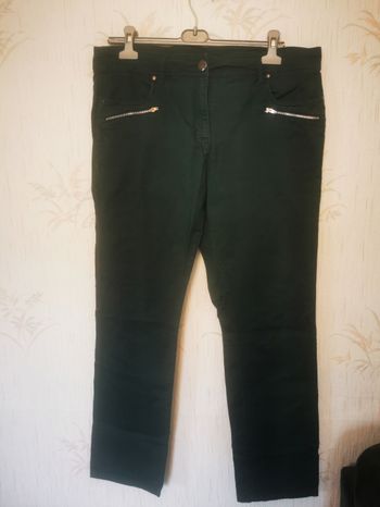 Pantalon jean taille 46 vert bouteille coton 