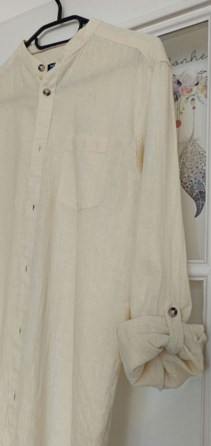 Chemise manches longues col mao lin/coton taille S - photo numéro 3