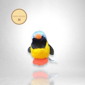 Doudou Peluche Oiseau bleu noir jaune Jobrown A566