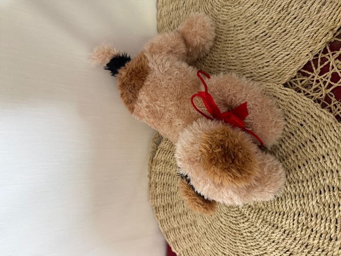 Vintage Gund Puddles Tan Peluche Chiot Chien Collier Rouge - photo numéro 3