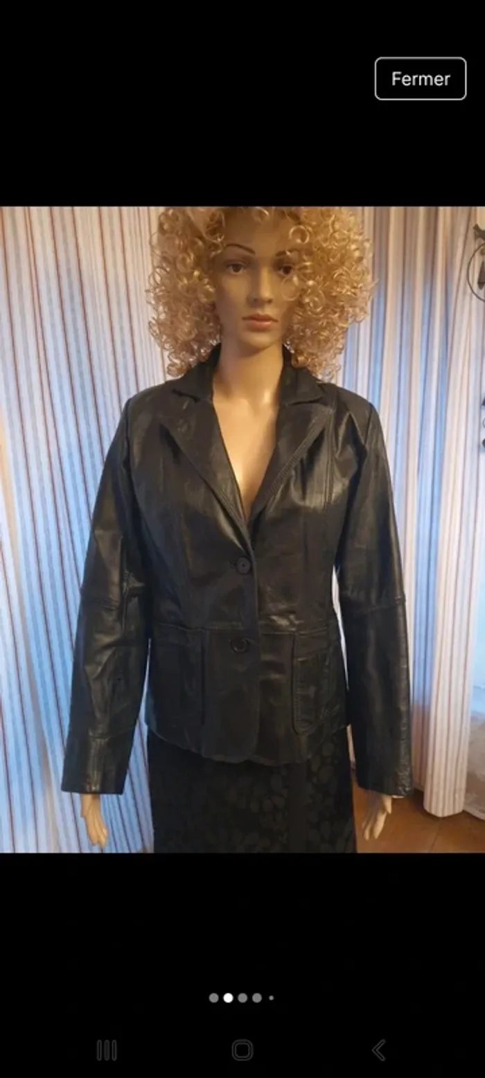 Blazer noir en cuir vintage Splendido taille 40 - photo numéro 2