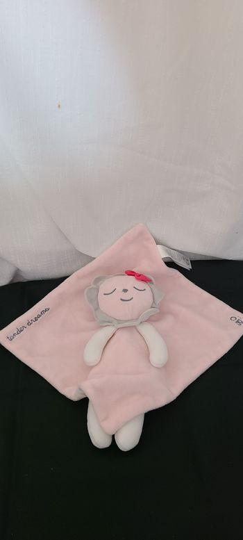 Doudou plat Fleur rose OBAIBI Tender dreams