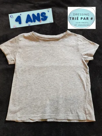 T-shirt uni manches courtes 4 ans gris