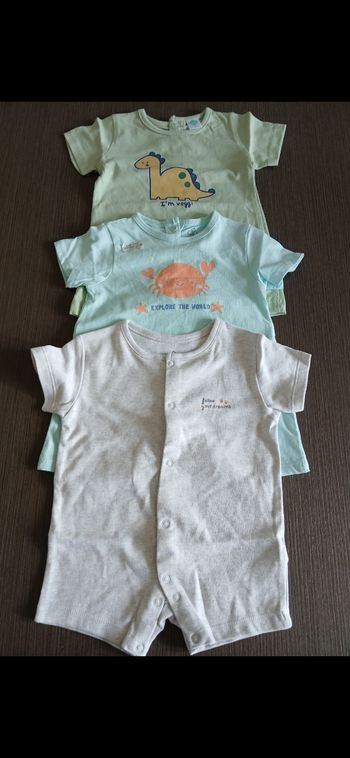 Lot 3 barboteuse combishort garçon tex baby 60 cm 3 mois