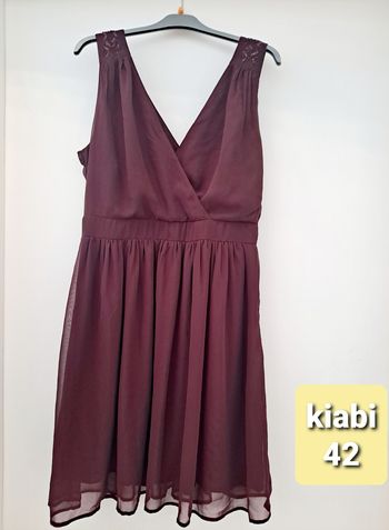 magnifique robe voile perles aux épaules couleur aubergine kiabi taille 42
