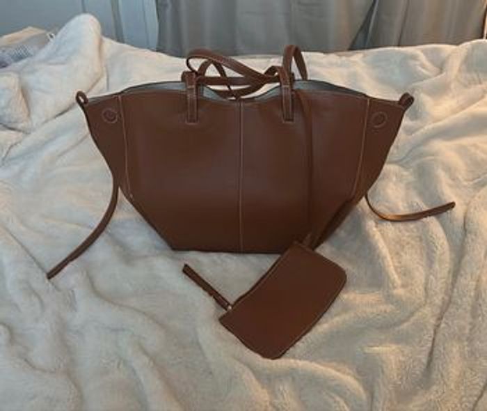 Sac à main marron fourre-tout camel - photo numéro 7
