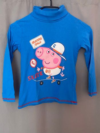 T-shirt col roulé Peppa Pig Skater 🛹 Taille 8 ans