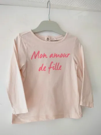 (e) t-shirt mon amour de fille 18mois