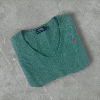 Sweat | Hoodie | Pull Ralph Lauren Torsadé Vert à Col en V