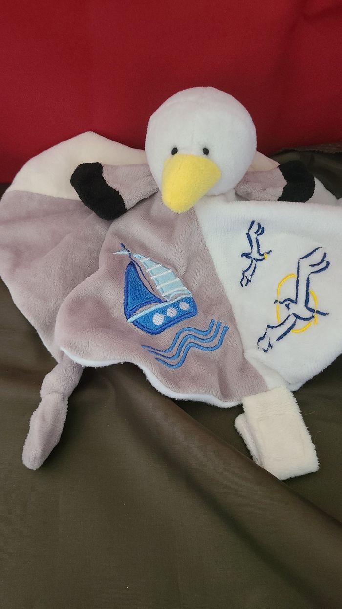 RODA RODADOU DOUDOU OISEAU MOUETTE BLANC PLAT ROND 30CM - photo numéro 2