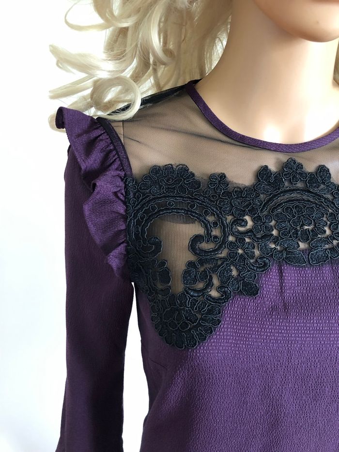 Robe prune et noire avec dentelle Morgan taille 36 jamais portée - photo numéro 4