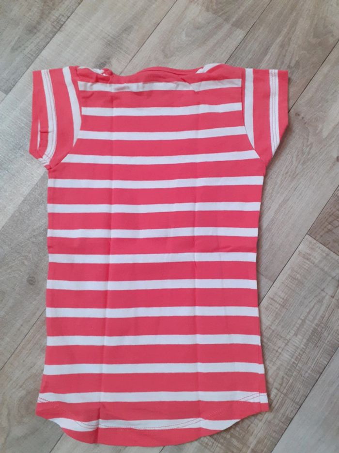 T-shirt fille long à rayures rose et blanc 4 ans - photo numéro 5