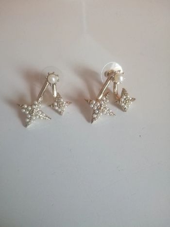 🌸#Dormeuses #étoilées #perles blanches  "vintage" 🌸