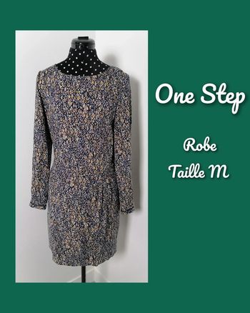 Robe imprimé coloré bleu marine jaune blanc Taille M One Step