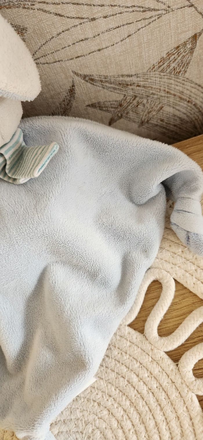 Doudou Lange Bébé Lapin bleu - photo numéro 5