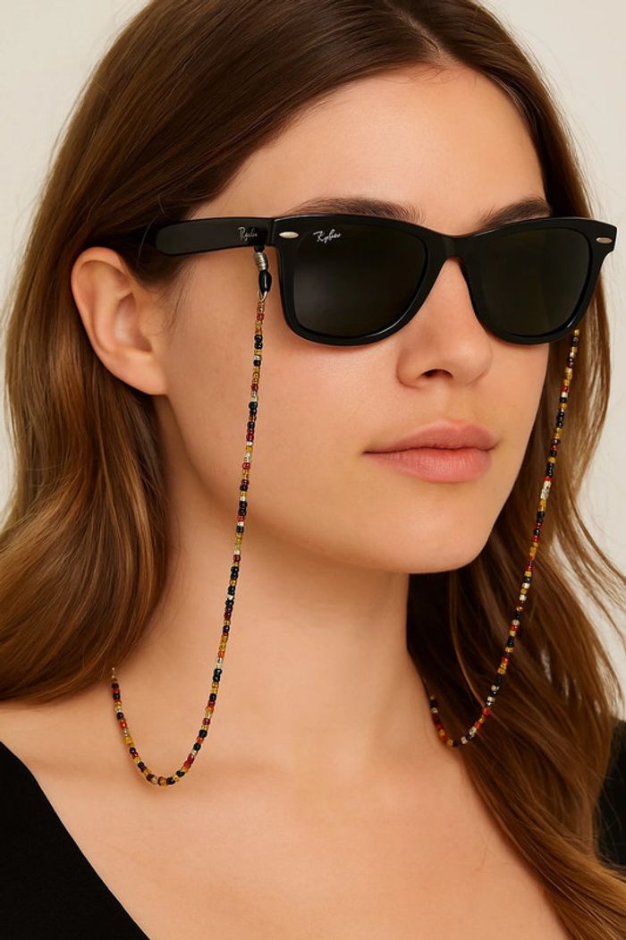 Chaîne de lunettes perles naturelles multicolores – Neuf – 17 cm - photo numéro 2