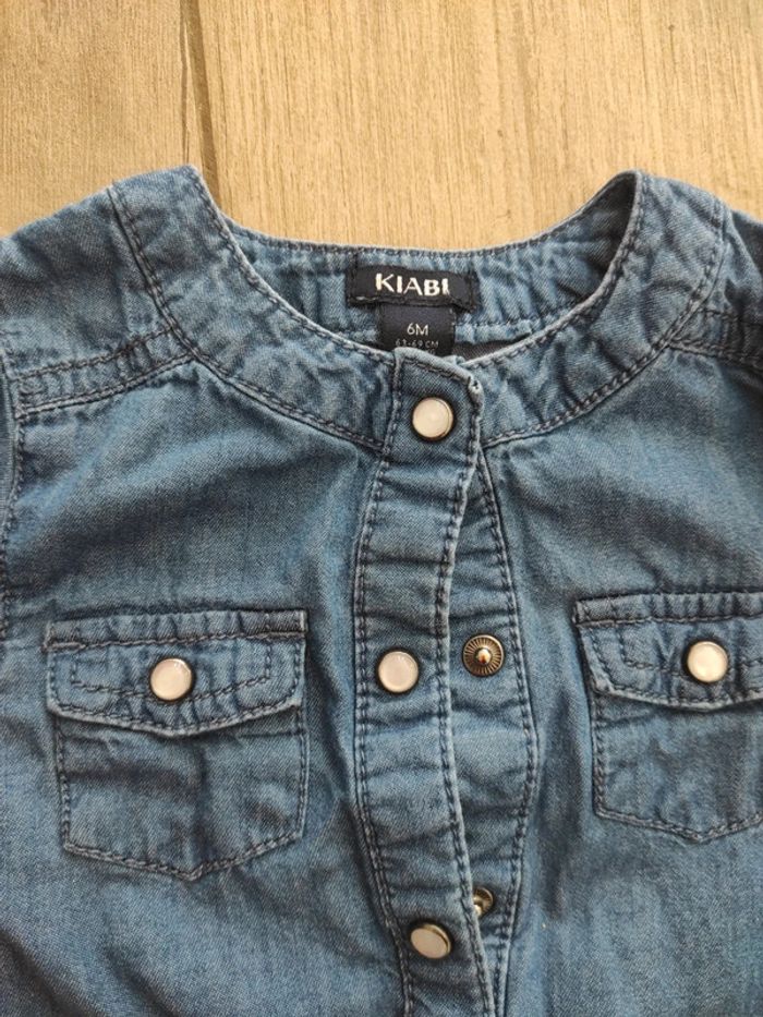 Chemise effet jeans bébé fille 6 mois - photo numéro 2