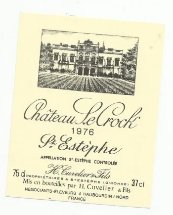 etiquette de vin chateau le crock saint estephe 1976 neuf -