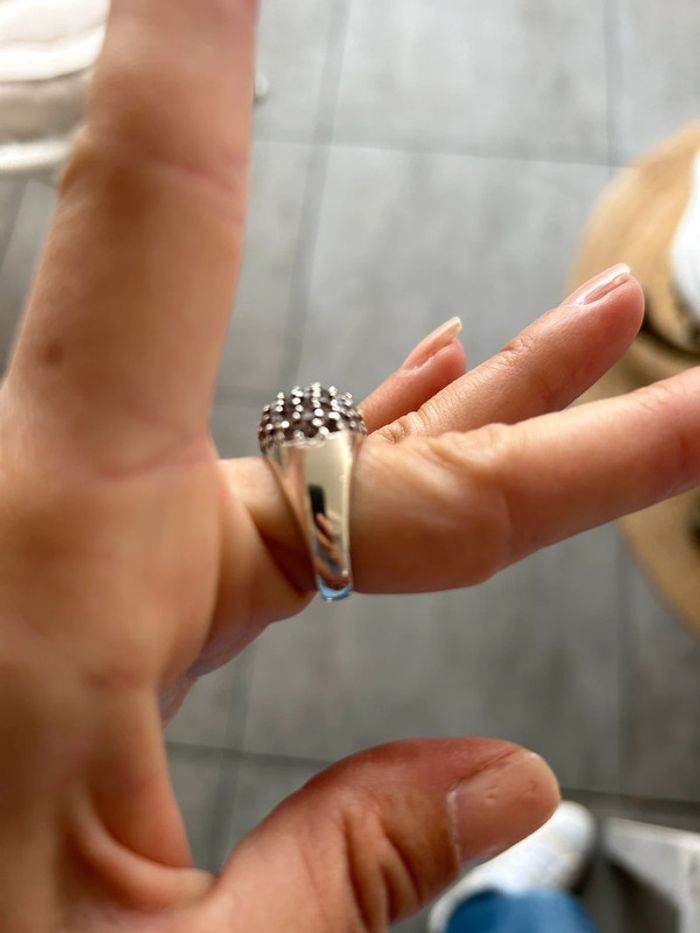 Bague en argent massif strasseée - photo numéro 2